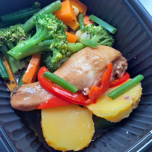 Pollo al sillao con verduras chinas